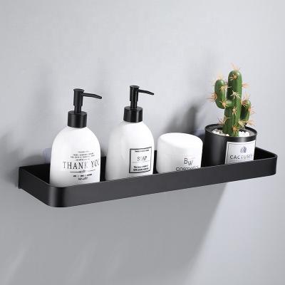 China Wall Mounted Type Aluminum Black Wall Mounted Bathroom Shelf Bath Shower Corner Shelf for sale