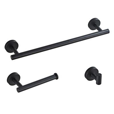 China Modern Towel Rack Wall Mounted Matt Black Toilet Paper Holder Bathroom Hardware Set for sale