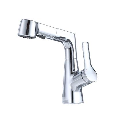 China Other Modern Bathroom Copper Water Faucet Pull Out Mixers Hot Cold Brushed Gray Faucet Sprayers Basin Faucets for sale