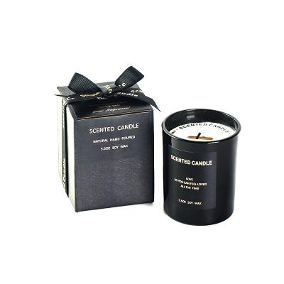 China Hot Selling Black Glass Birthdays Soy Candle Family Scent For Wedding Festival for sale