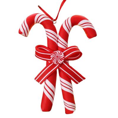 China Polymer Clay Polymer Clay Ornament Xmas Resin Candy Cane Hanging Decorations Xmas Sweets Candy Pendant for Christmas Tree Decor Party for sale