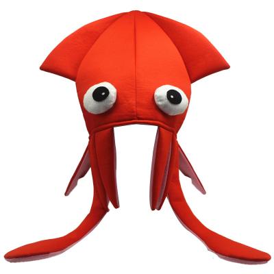 China Halloween Decoration Four-color Velvet Squid Hat Squid Octopus Hat Dance Show Party Props Amazing Funny Toys Hat Decoration for sale