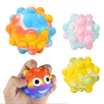 China Strain Relax 3D Kids Silicone Rainbow Mesh Squish Squeeze Sensory Toys Magic Push It Relaxation Bouncing Person Jumping Ball for sale