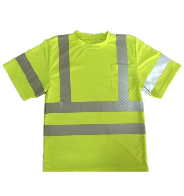 China Round Neck High Visibility Construction Work Shorts Sleeve Reflective T-shirt Safety Reflective Custom T-shirt With LOGO for sale