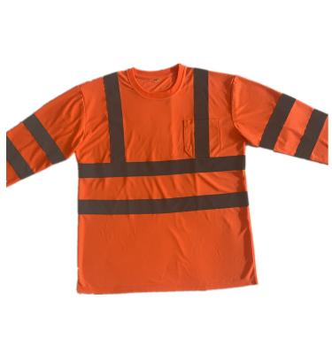 China High Visibility Construction Work Round Neck Reflective Safety Shirt Long Sleeve Reflective Custom T-shirt With LOGO for sale