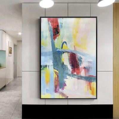 China Abstract Home Decor Blue Abstract Painting With 100% Gold Foil Hand Painted Handmade Wall Art Oil Painting for sale