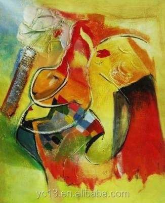 China Modern Existing Samples of 50% Red and Yellow Colors Handmade Modern Abstract Art Oil Painting for sale