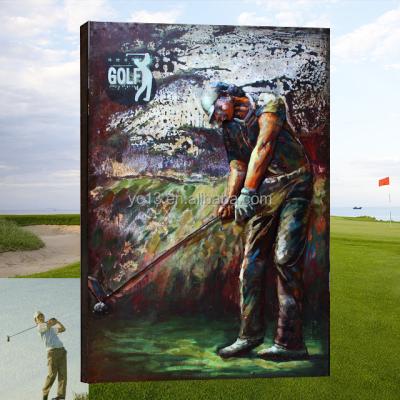 China Unique hand painted modern metal wall art decor 3 d artwork the golfer man muscular metal art painting for sale