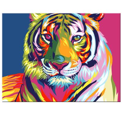 China Modern Colorful DIY Tiger Number Canvas Oil Painting for sale