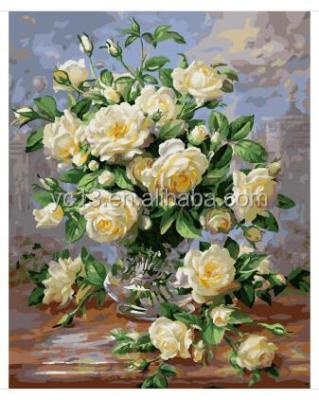 China Modern DIY Painting By Numbers Chinese Painting White Rose for sale