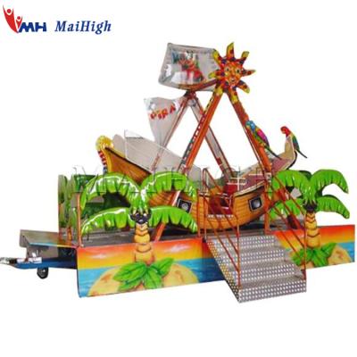 China Theme Park Carnival Game Small Mini Ride Amusement Pirate Ship With Trailer For Kids for sale