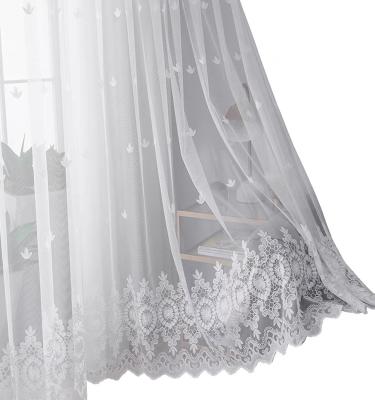 China Modern Wholesale Luxury Embroidered White Yarn Semi Shading Curtain for sale