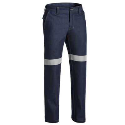 China High Workplace Visibility 100%Cotton 10.5oz Blue Work Protection And Mechanic Safety Work Jeans Pants For Men for sale