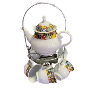 China 2022 viable hot sale 14pcs tea set with stand habesha zuria design for sale