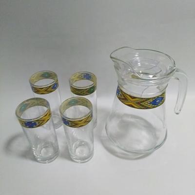 China 2022 Hot Sale Food Grade 5pcs Glass Jug Safe With Cup Set Tilet for sale