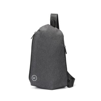 China Customized New Fashion Darkgray Front Logo Chest Bag Waterproof Nylon Fabric Sling Black Bag For Men Shoulder Bag Polyester Oxford Cloth for sale