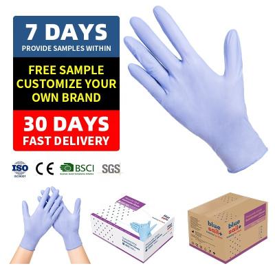 China Powder Bluesail Exam Disposable Cleaning Gloves Nitrile Gloves Violet Blue Manufacturer Powder Free Touch Screen Food Free for Work for sale