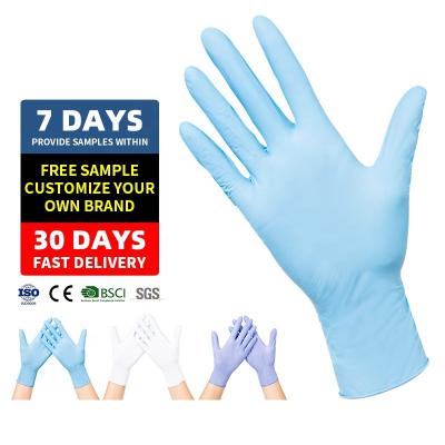 China Wholesale 100pcs/box Powder Free Nitrile Disposable Gloves Powder Free Blue Food Grade Nitrile Gloves for sale