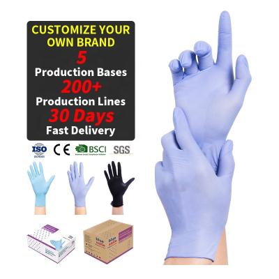 China Bluesail Powder Free Disposable Powder Free Nitrile Gloves Cheap Price Violet Blue Medical Exam Nitrile Gloves for sale