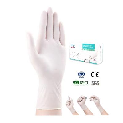 China Powder Free 100 PCS/Box Non-Sterile Elastic White Latex Gloves From Housework Certification CE Factory Medical Examination Powder Free Disposable for sale