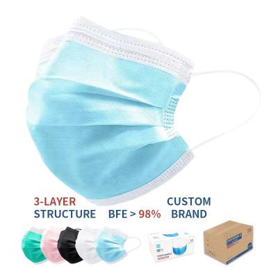 China Wholesale High Filtration Hospital Disposable Blue Nonwoven Protective Medical Exam Earloop Earloop 3 Ply Face Mask Manufacturer for sale