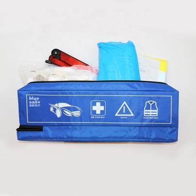 China Universal Cheap Price Universal Custom Automobile Roadside Kit With Triangle Warning And Vest Travel Reflective First Aid Kit for sale