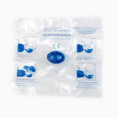 China Artificial Respiration Wholesales Portable Disposable First Aid PVC Breathing Bag Artificial Respiration Rescue Mask Mouth To Tell CPR Lip Protection Mask for sale