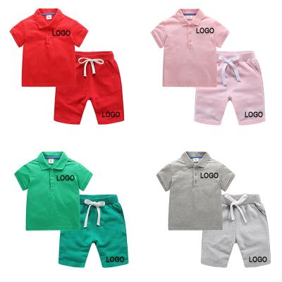 China Custom Logo Little Boys Clothing Summer Kids Polo Shorts Set Boys Casual Plain Clothing Boutique Sets Kids Short Sets for sale