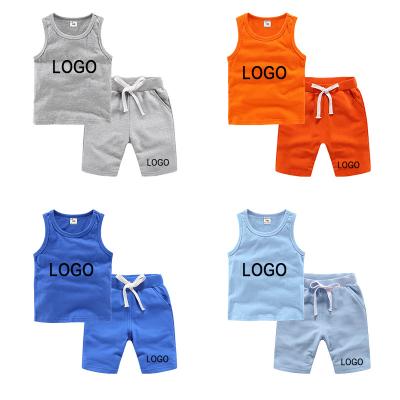 China 2022 Summer Boys Casual Clothing Set Customized Logo Kids Toddler Boy Tank Tops Shorts Set Unisex for sale