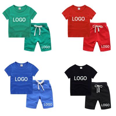 China 2022 Summer Boys Clothing Casual Kids Shorts Set Toddler Boys Plain Two Piece Sets Shirt And Short Set For Kids for sale