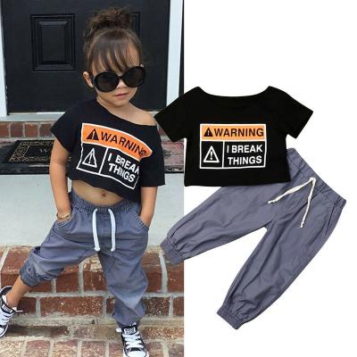 China Casual children fashion letter clothes 2022 baby clothes summer set children's clothing little girls boutique clothes for sale