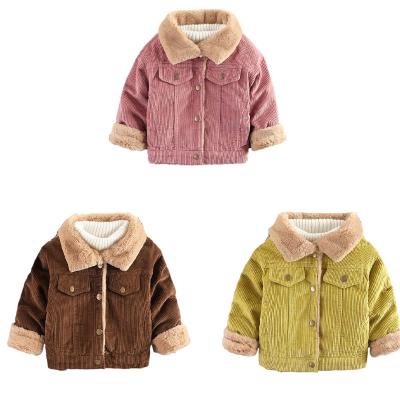 China Breathable 2022 latest winter lil girl coats v neck corduroy coats for girls fashion fluffy jackets outwear girls coats&outwears for sale