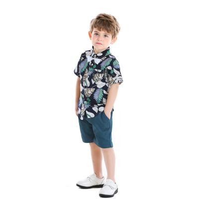 China 2021 Summer New Boys Shirt Beach Style Kid Clothes Set Floral Boys Casual 2 Piece Set for sale