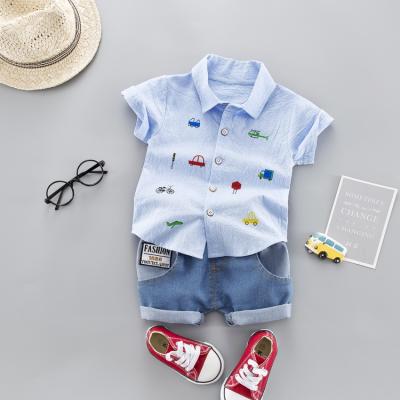 China 2021 Summer New Korean Style Baby Boy Short Sleeve Shirt Little Boys Casual Clothes 2 Piece Set for sale