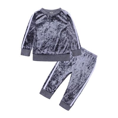 China Europe and the United States casual spring autumn boys sportswear leisure children's velvet tracksuit set for sale