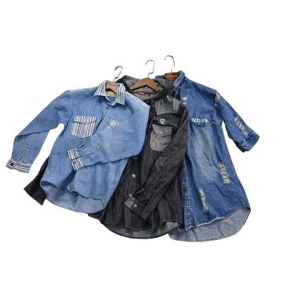 China Cheap Used Casual Wear Jeans Shirt Used Clothing In Bullets Occasion for sale