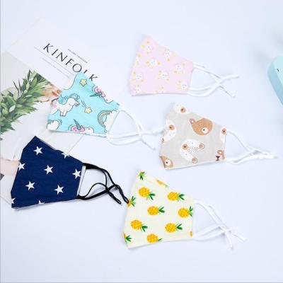 China Fashionable 2020 summer wholesale cotton sunscreen facemask printing cartoon children's skin-friendly washable facemasks for sale