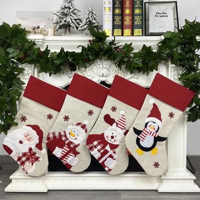 China Factory New Christmas Decor Light Design Christmas Socks Felt Christmas Gift Bags Box Hanging On The Wall for sale