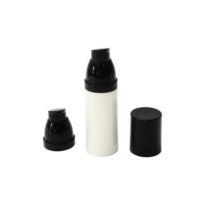 China Big sale airless combining black and white color 30ml pp plastic airless bottle with instant airless lotion pump for sale