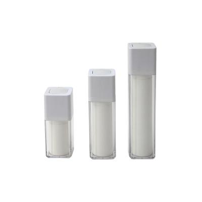 China 15ml 30ml 50ml Bottle Airless Airless Plastic Pump Bottle Cosmetics Square Screw Up-down Tops For Skin Care for sale