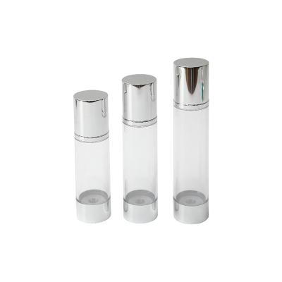 China Promotion airless for 80ml 100ml 120ml cosmetic plastic silver airless pump bottle with aluminum airless lotion pump for sale