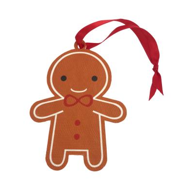 China Eco-Friendly Biodegradable Natural UV Printing Gingerbread Paper Hang Tag Christmas Tree Ornament Gift Sugar Cane Waste Pulp 100% for sale