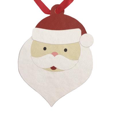 China Eco-Friendly Biodegradable UV Printing Gift 3D Paper Santa Claus Hang Tag Christmas Tree Ornament Sugar Cane Pulp Bagasse Natural for sale