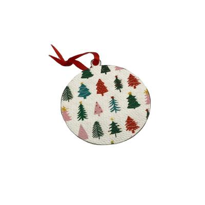 China Paper Customized 8cm Round Hang Tag DIY Christmas Ornament 2022 Best Seller Xmas Tree Pattern Eco Friendly Recyclable Pendant for sale