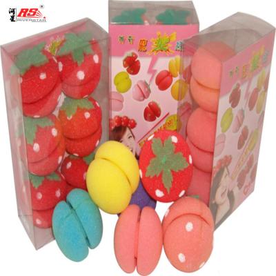 China 2017 Hot Selling Cute Pink Strawberry Amazon Japan Korea Anti-pollen Cute Pink Sponge Soft Hair Curler for sale