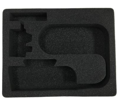 China Hardness Degree Black Gray Die Cut Package Customize High End Product Shape Sponge Soft Anti-Static Proof Packing Inner Fire Tray for sale