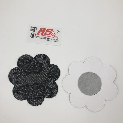 China Disposable Sexy Black Floral Shape Sticker Fabric Lace Disposable Nipple Protector for sale