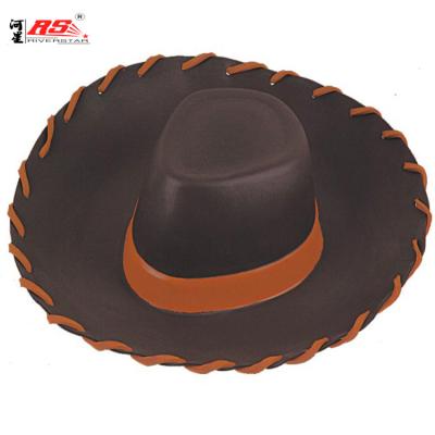 China Western Cowboy Cowgirl Brown Hats Gifts EVA Hat Wholesale Soft Foam Cosplay Character Dark Color Costume for sale