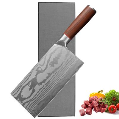 China Disposable Model Balde Laser 7 Inch Cutting Knife Stainless Steel Cleaver Knife Butcher Knife for sale