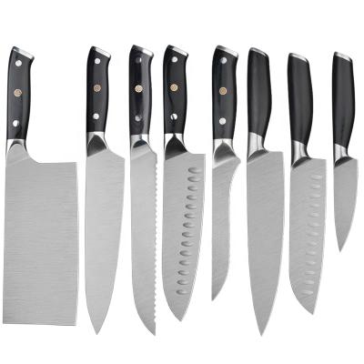 China Cleaver Chef Boning Knives 7 Pcs Disposable German Steel High Quality Kitchen Knife Set With Pakka Wood Handle for sale